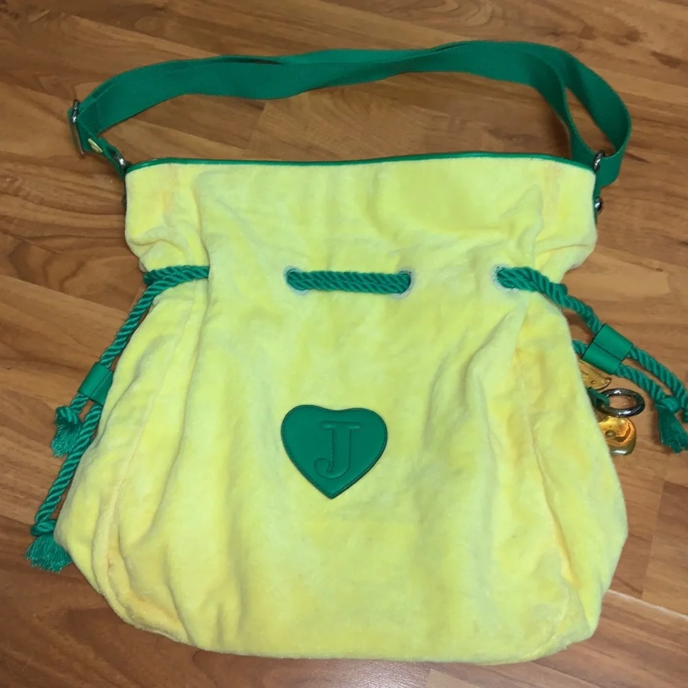 Original Juicy Couture Terry Cloth Drawstring Embroidered Handbag Purse